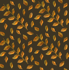 watercolor pattern with green leaves and branches