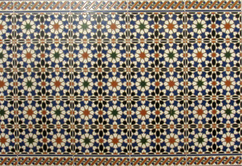 Checkered traditional Cuban ceramic mosaic tile background pattern. Architectural mosaic detail,...