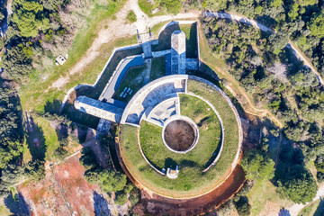 An aerial view of old Fort Bourguignon, Pula, Istria, Croatia