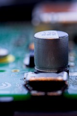 Closeup shot to a circuit board. Technology.