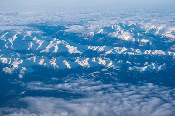 View from the plane to the Alps - Dolomites in Italy