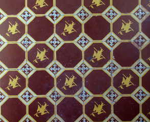 Checkered traditional Cuban ceramic mosaic tile background pattern. Architectural mosaic detail, abstract background for street, bath and pool. Ornamental pattern for street and interior design