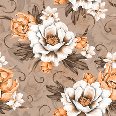 Seamless floral background. Design for fabric, wallpaper and packaging.