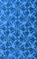 Checkered traditional Cuban ceramic mosaic tile background pattern. Architectural mosaic detail, abstract background for street, bath and pool. Ornamental pattern for street and interior design