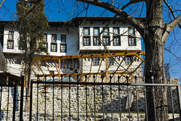 Street and old houses in historical town of Melnik, Bulgaria