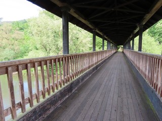 Wooden pedestrian bridge