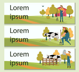 Header Banner with Rural Scene and Farmer at Work