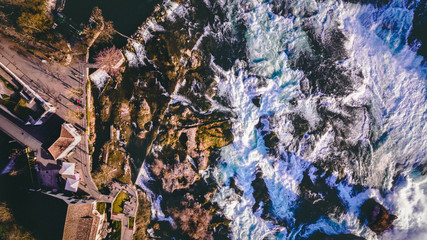 Drone Photo of a waterfall in Switerland, aerial view
