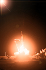 Rocket liftoff. The elements of this image furnished by NASA.