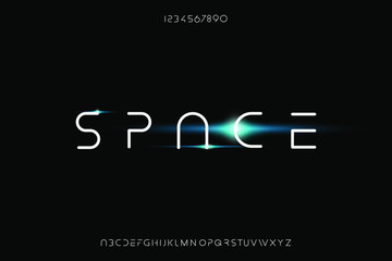 space, an Abstract technology futuristic alphabet font. digital modern minimalist typography vector illustration design