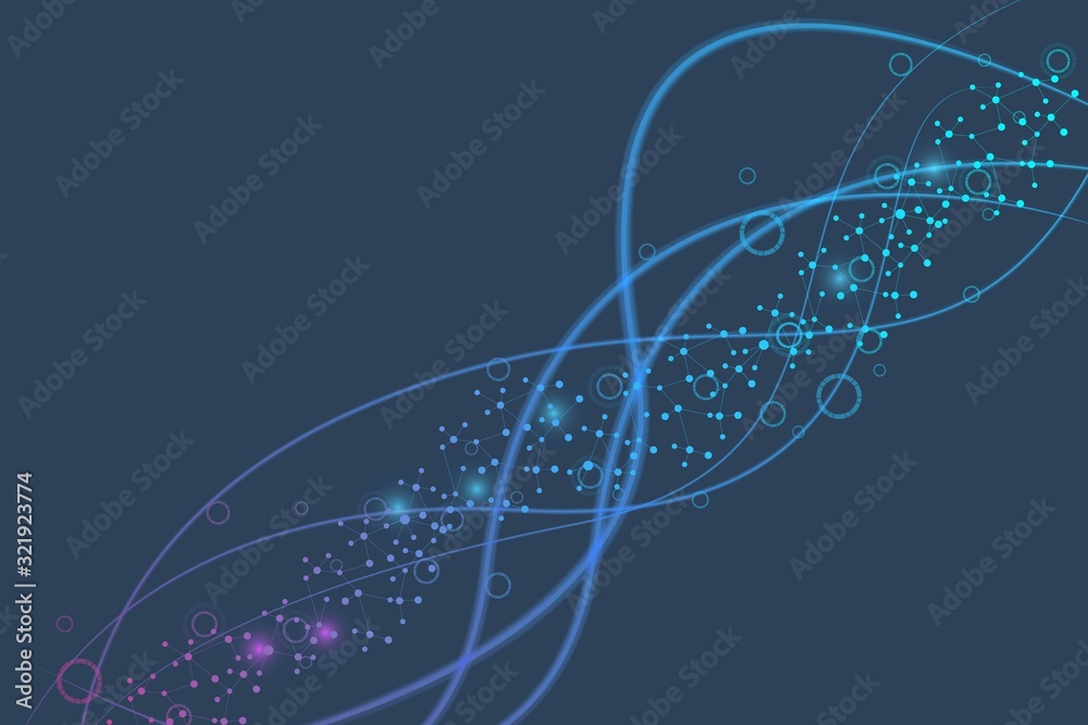 Aufkleber geometric abstract background with connected line and dots. structure molecule and communication. bi