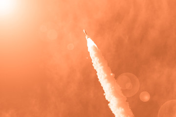Dramatic rocket launch.  The elements of this image furnished by NASA.
