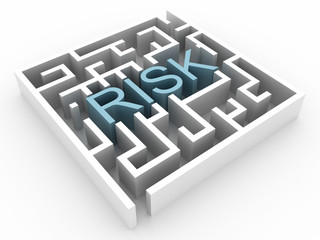 Maze risk concept, choices and challenge theme; original 3d rendering illustration