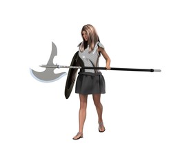 warrior woman character, 3D rendering, illustration