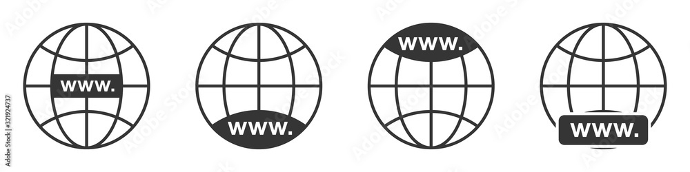 Sticker www icon. globe earth vector icons set.