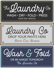 Vintage, retro Laundry Room sign for stylish home design vector set