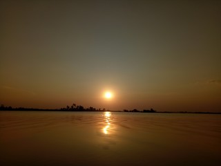 Sunset on The Huai Sawai Reservoir.