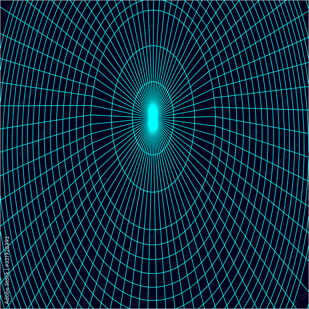 Poster Abstract tunnel. Vector wormhole. 3D corridor mesh.