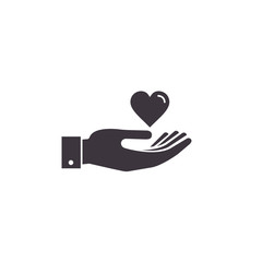 Hand with heart Icon. Vector isolated flat design illustration. Health, love and charity concept