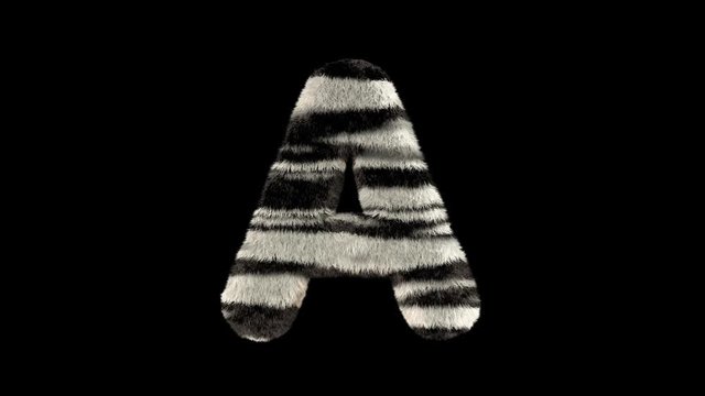 3D animated furry hairy zoo leopard text typeface with alpha channel  A