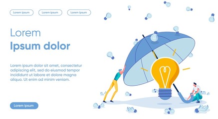 Idea Protection Flat Landing Page Vector Template