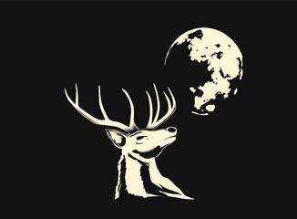 Proud stag and moon vector image