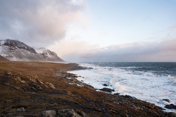 Coastline of Hvalnes in east Iceland