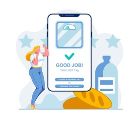 Weight Loss Mobile App Flat Vector Illustration