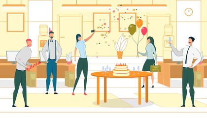Company Employee Birthday Flat Vector Illustration