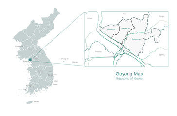 gyeonggido map. vector of korea provinces map. south korea map.