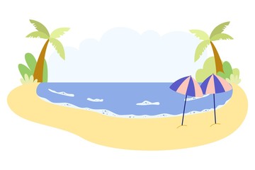 Bright Illustration, Natural Beach Landscape.