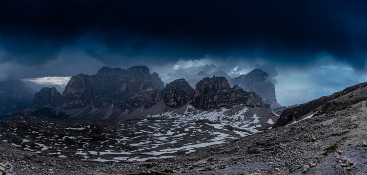 Storm in Dolomite Alps Panorama