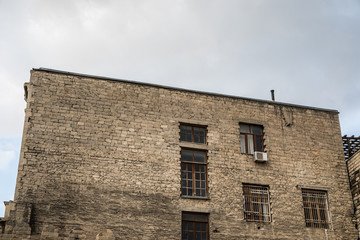 Empty street in old city of Baku, Azerbaijan. Old city Baku. Inner City buildings.