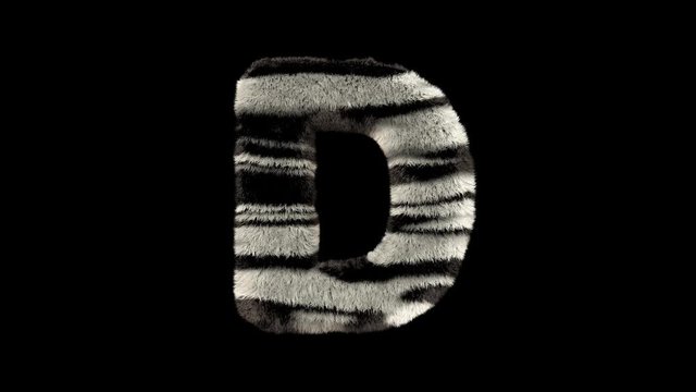 3D animated furry hairy zoo leopard text typeface with alpha channel  D