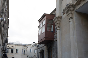 Empty street in old city of Baku, Azerbaijan. Old city Baku. Inner City buildings.