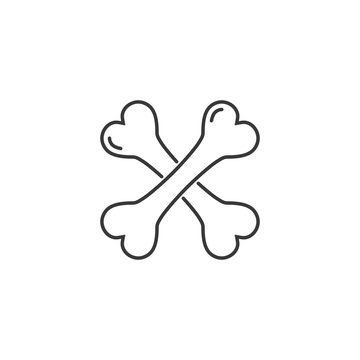Crossed bones icon, Vector isolated line illustration