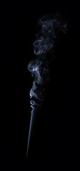 Photo of real white smoke on black background