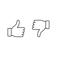 Thumbs up and down line icon, Vector like and dislike sign isolated on white