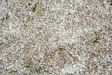 Small white pebble background. Top view of white gravel stone texture