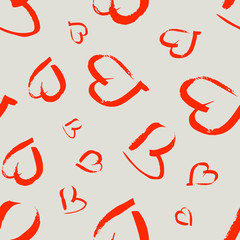 Seamless pattern with hand drawn hearts
