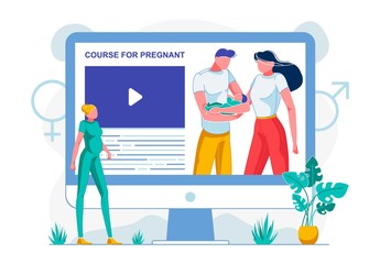 Banner Inscription On Monitor Course for Pregnant.