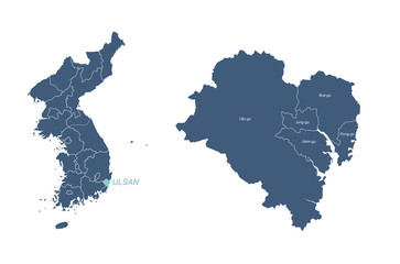 gyeongsang do map. gyeongsang-namdo and gyeongsang bukdo map. korea provinces map. 
