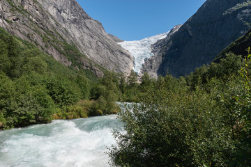 Fototapeta na wymiar glacier melt landscape between mountains
