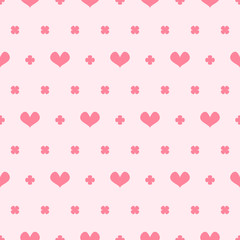 Heart pattern with leaves. Seamless vector background