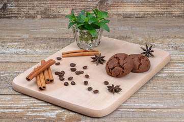 Homemade cookies and spices on the Board.