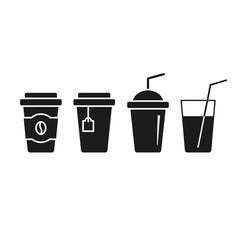 Drink Cup set icon, Coffee, tea and smoothie, juice Set of paper and plastic cups, Vector isolated illustration