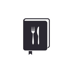 Cook book icon, menu or recipe book sign, Vector isolated flat design illustration