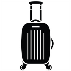 Black and white greyscale suitcase wheeled luggage vector illustration icon