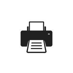 Printer icon on white background. Vector isolated flat illustration