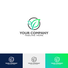 logo design simple emblem vector green leaf silhouette logo template